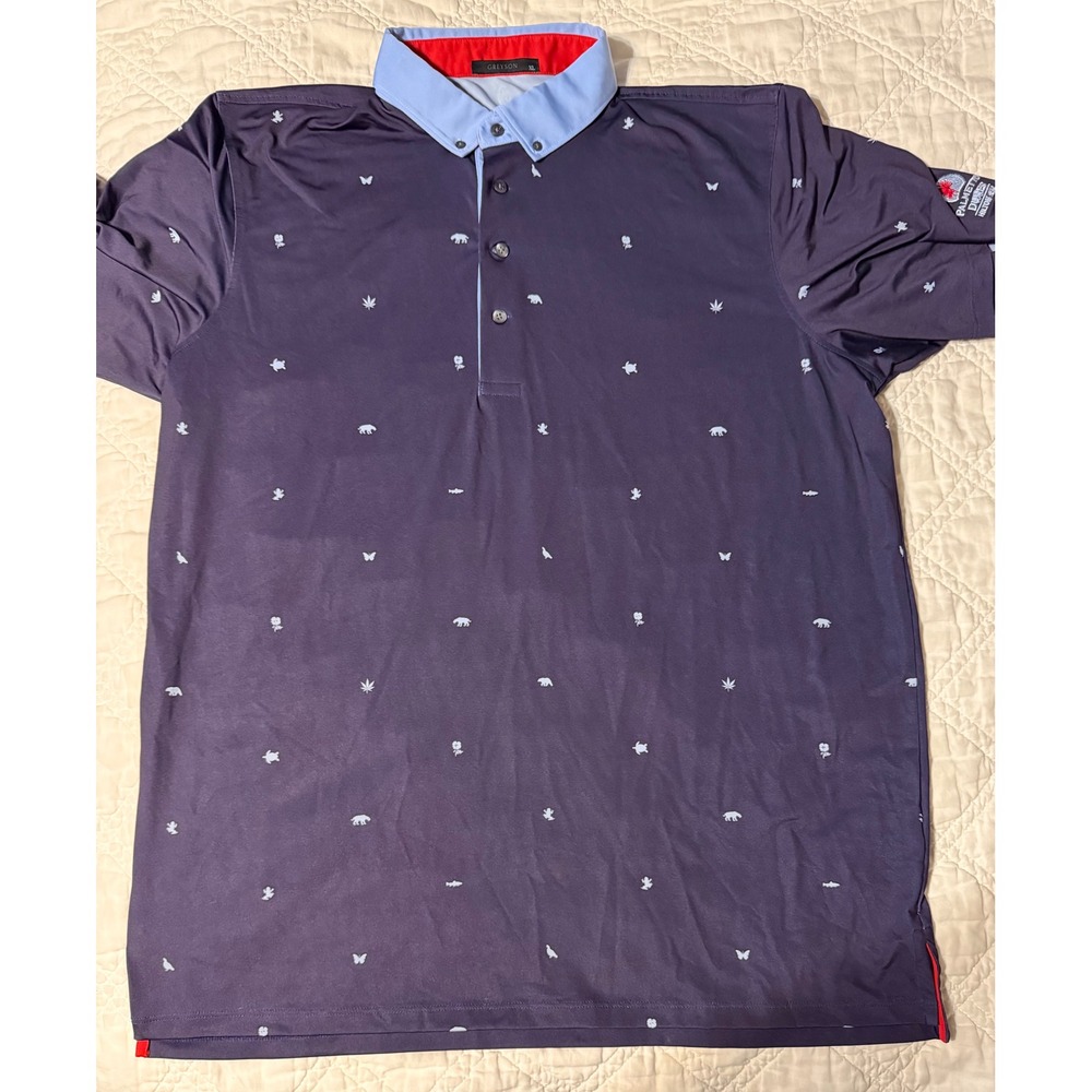 Greyson Spirit of California Golf Polo Mens XL Navy Purple Palmetto Dunes Logo